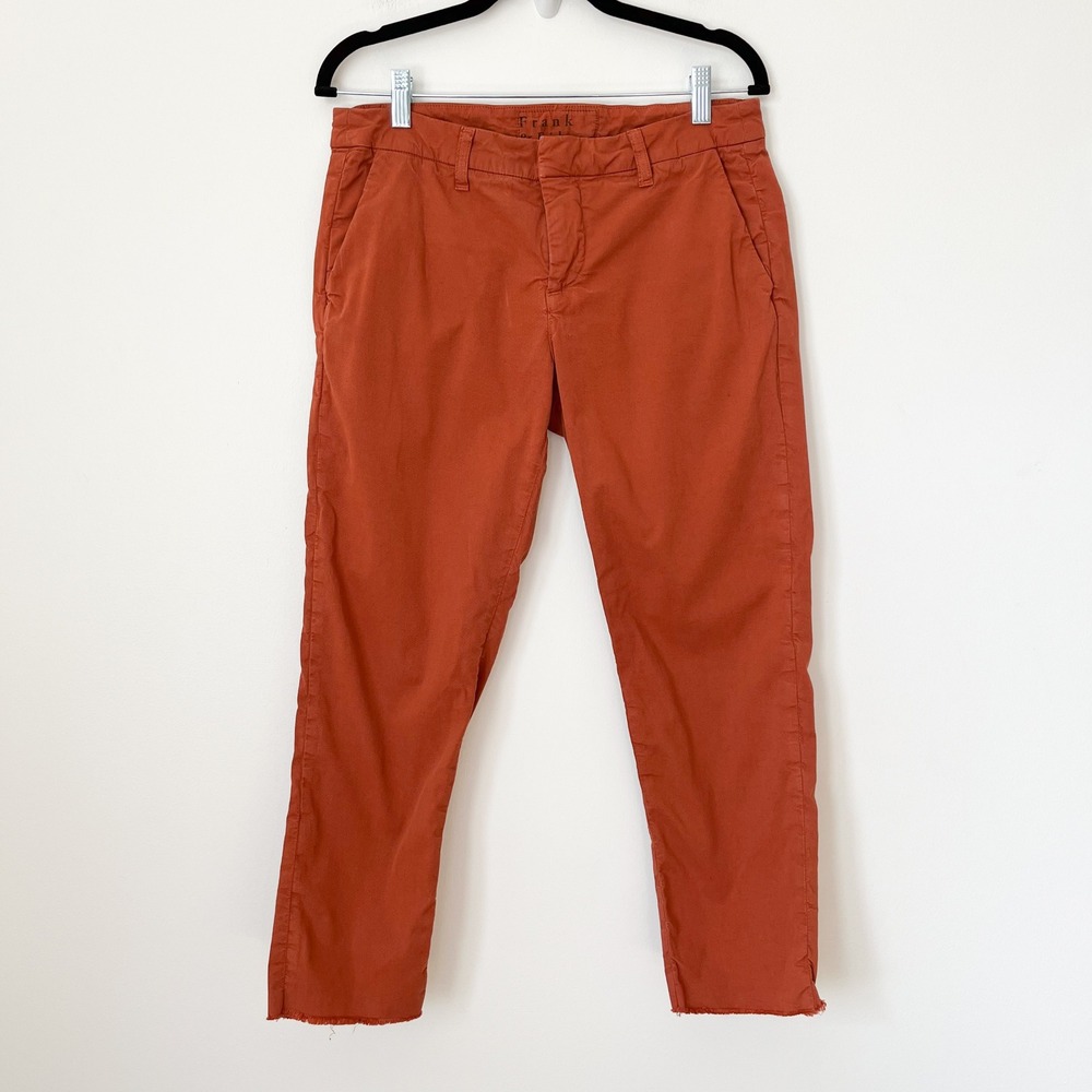 Frank & Eileen Wicklow Chino Crop Pants Raw Hem Womens 6 Rust - Picture 2 of 12